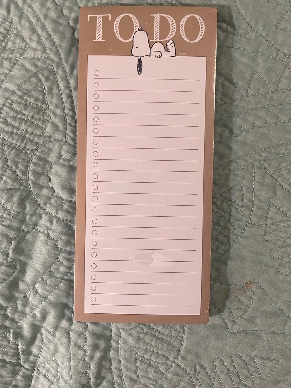 Peanuts To-Do Notepad in Light Pink and Beige